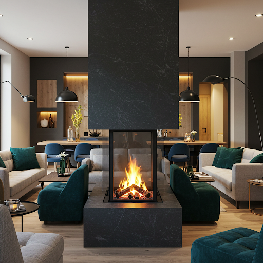 Fireplace as a Room Divider: