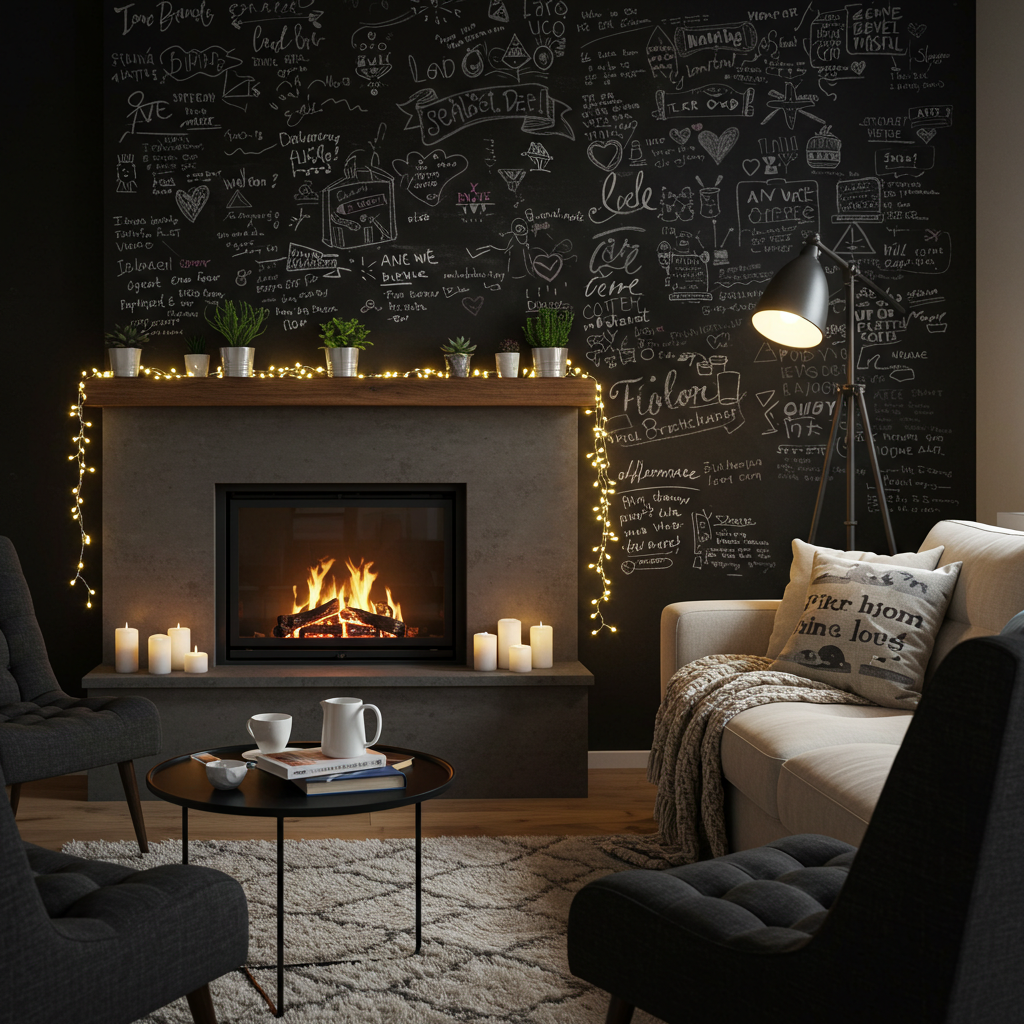 Fireplace with a Chalkboard Wall
