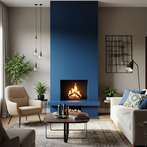 Fireplace with a Pop of Color