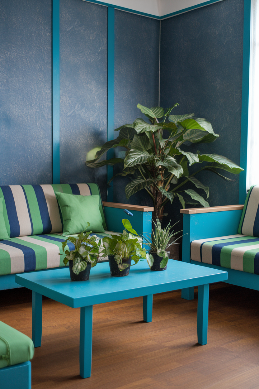 Green and Blue Accents