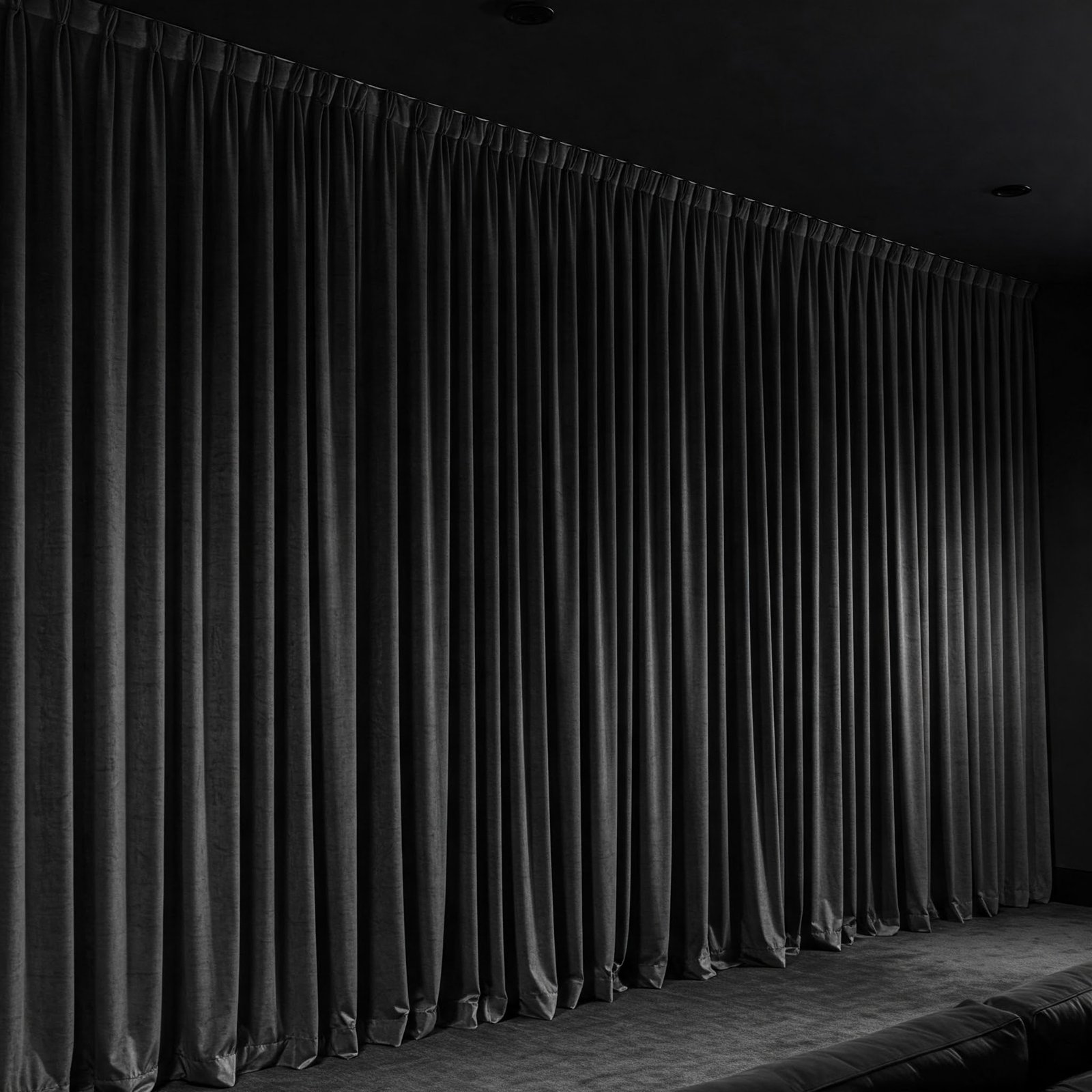 Floor-to-ceiling blackout curtains