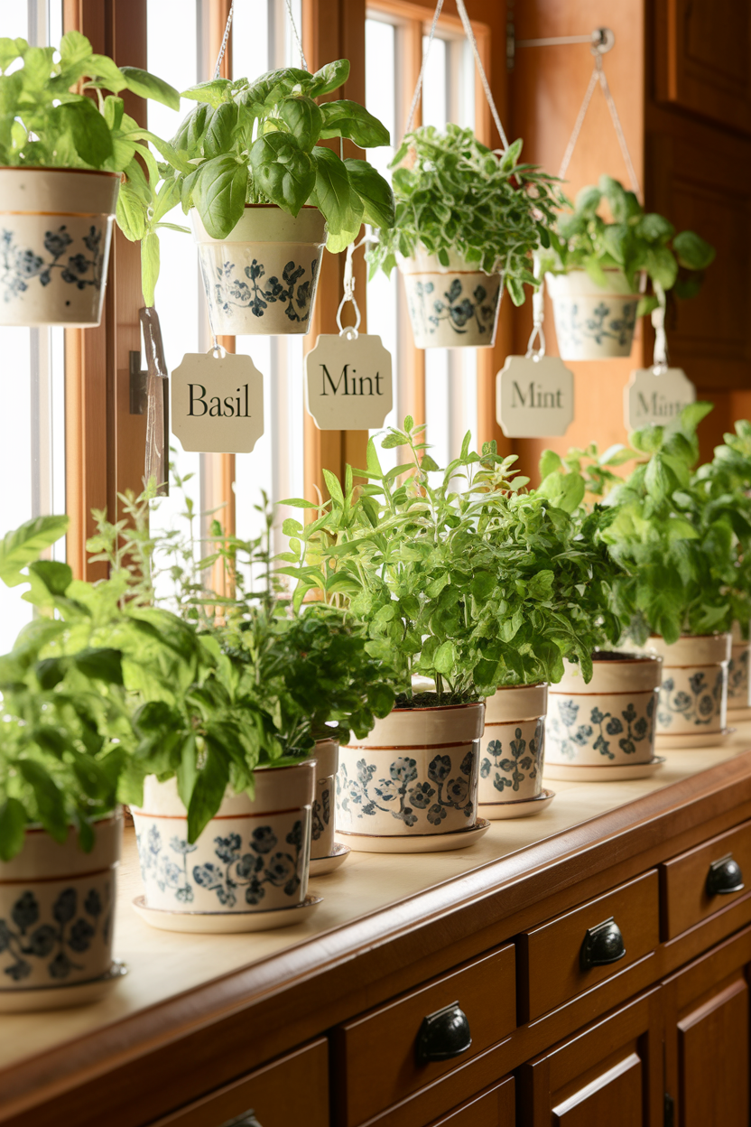 Potted Herbs in the Kitchen