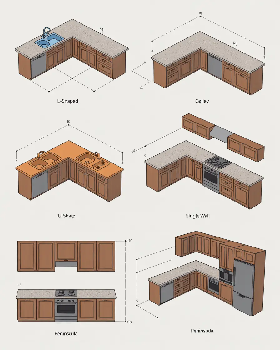 showing various kitchen