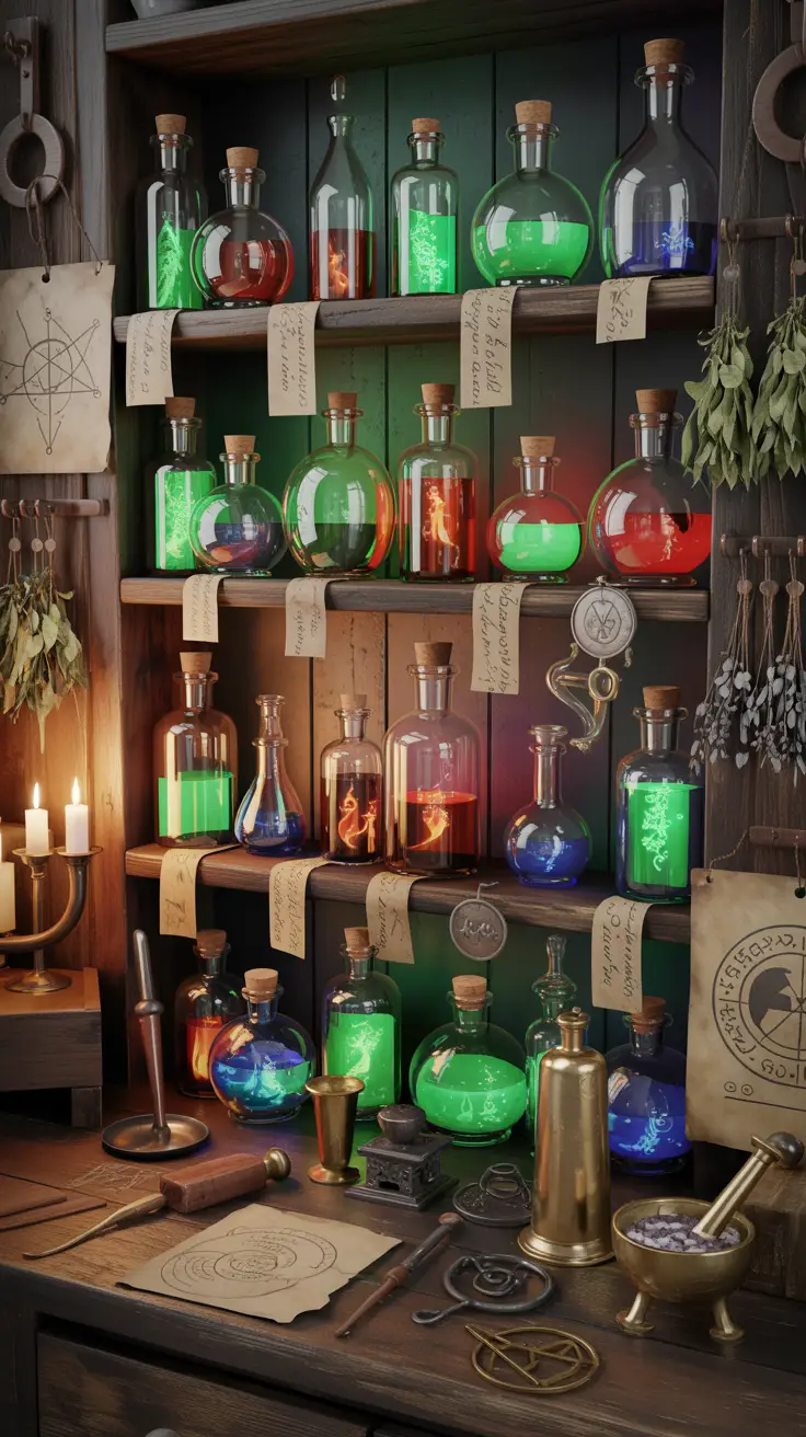 Potion Bottles & Magic Symbols