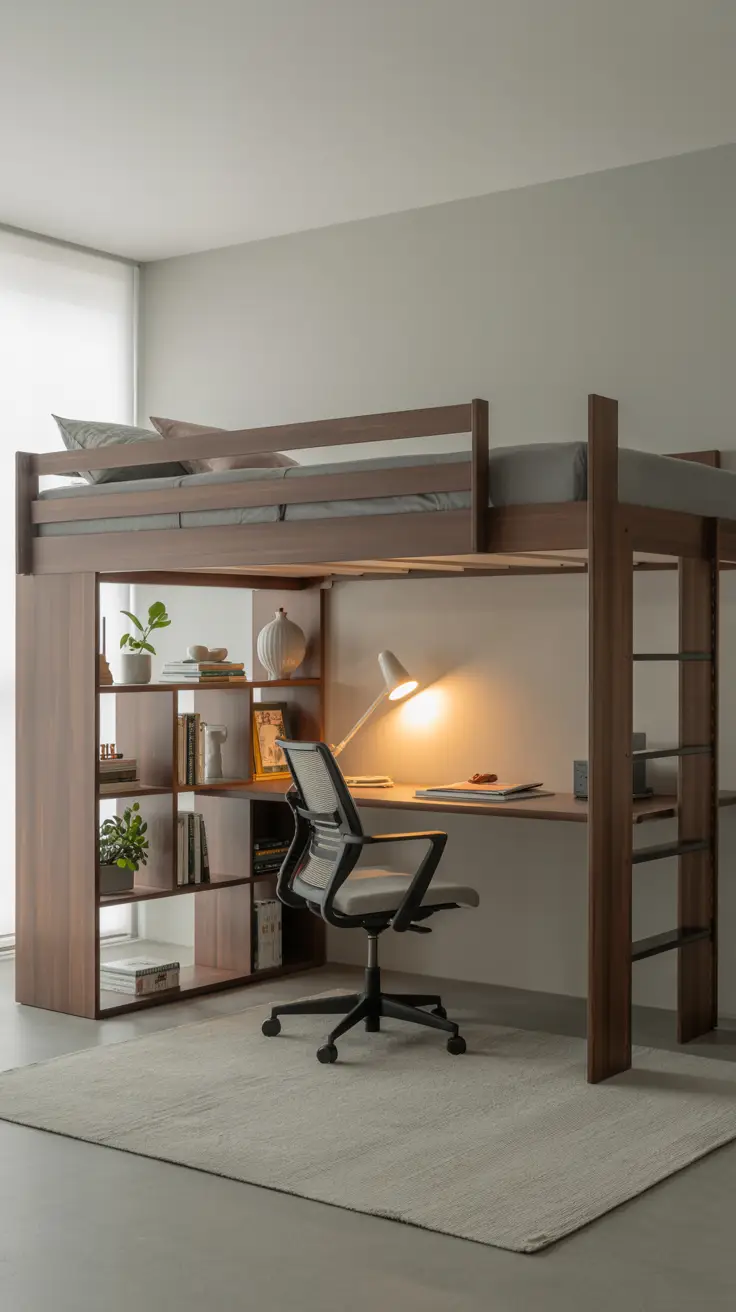 Loft Bed with Workspace Underneath