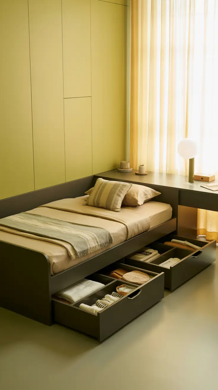 Bed with Storage Drawers