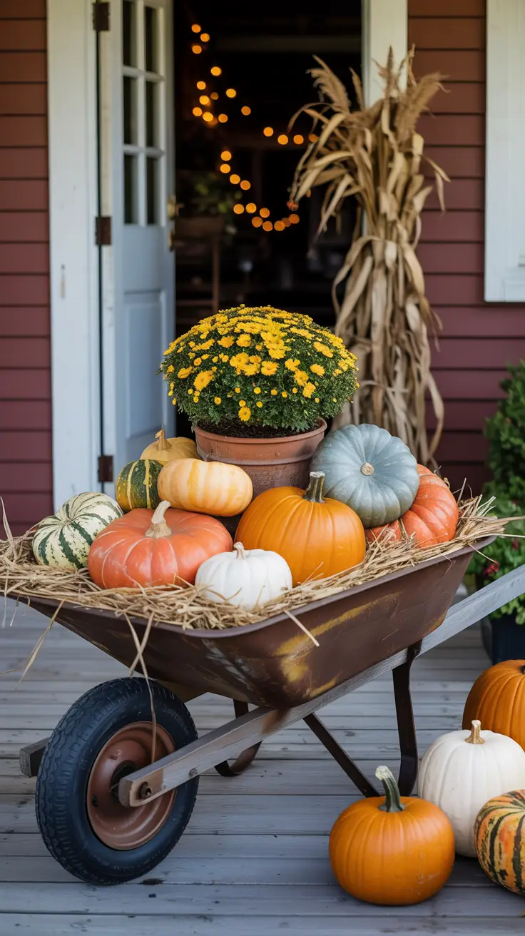 A Rustic Wheelbarrow Display
