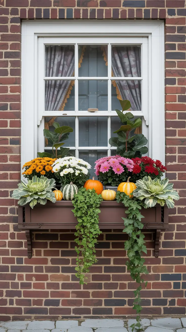 Fall Flower Window Boxes