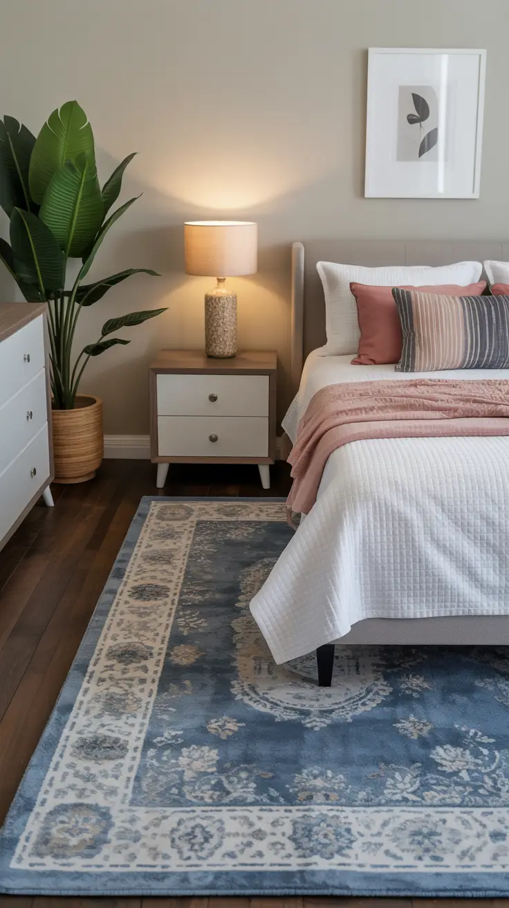 Rug Placement in a Bedroom with Furniture