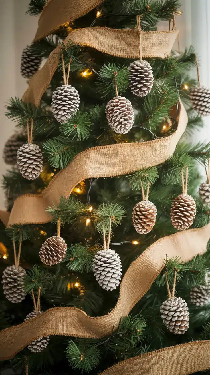 burlap and Pinecone Christmas Tree