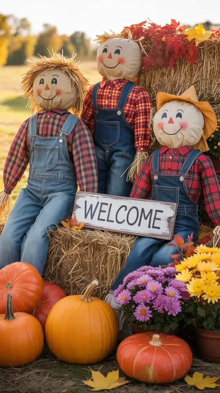 Build a Cheerful Scarecrow Family Display
