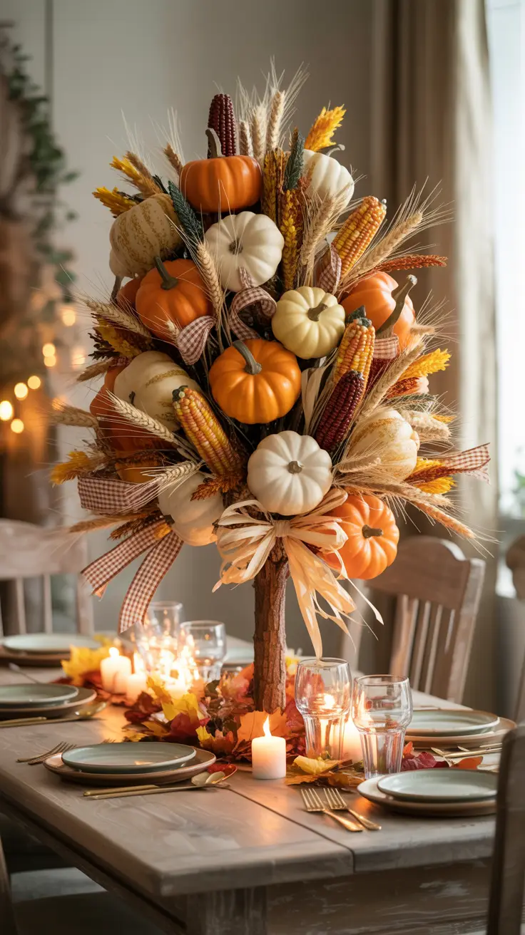 Harvest Tree with Mini Pumpkins