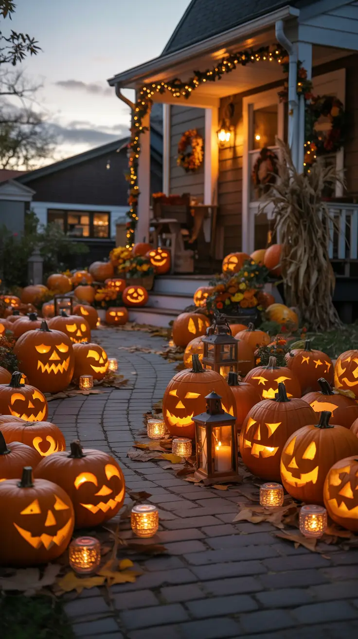 Light the Way with a Glowing Pumpkin Pathway