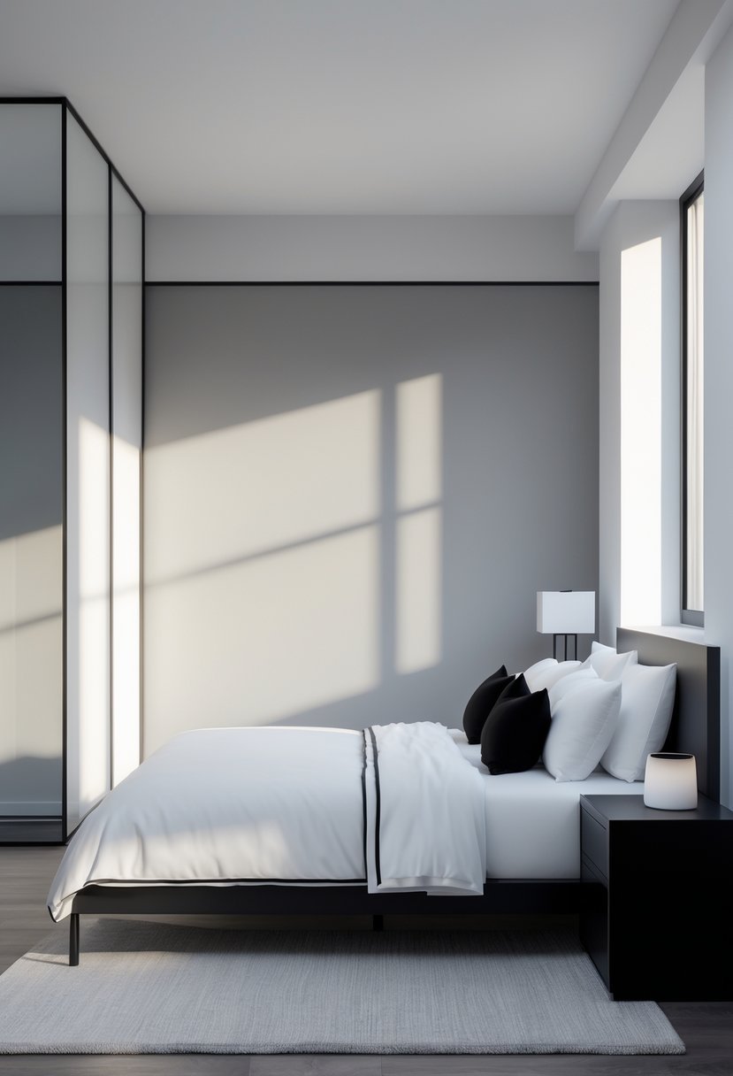 A neat bedroom with a bed, nightstand, lamp, and window letting in natural light.